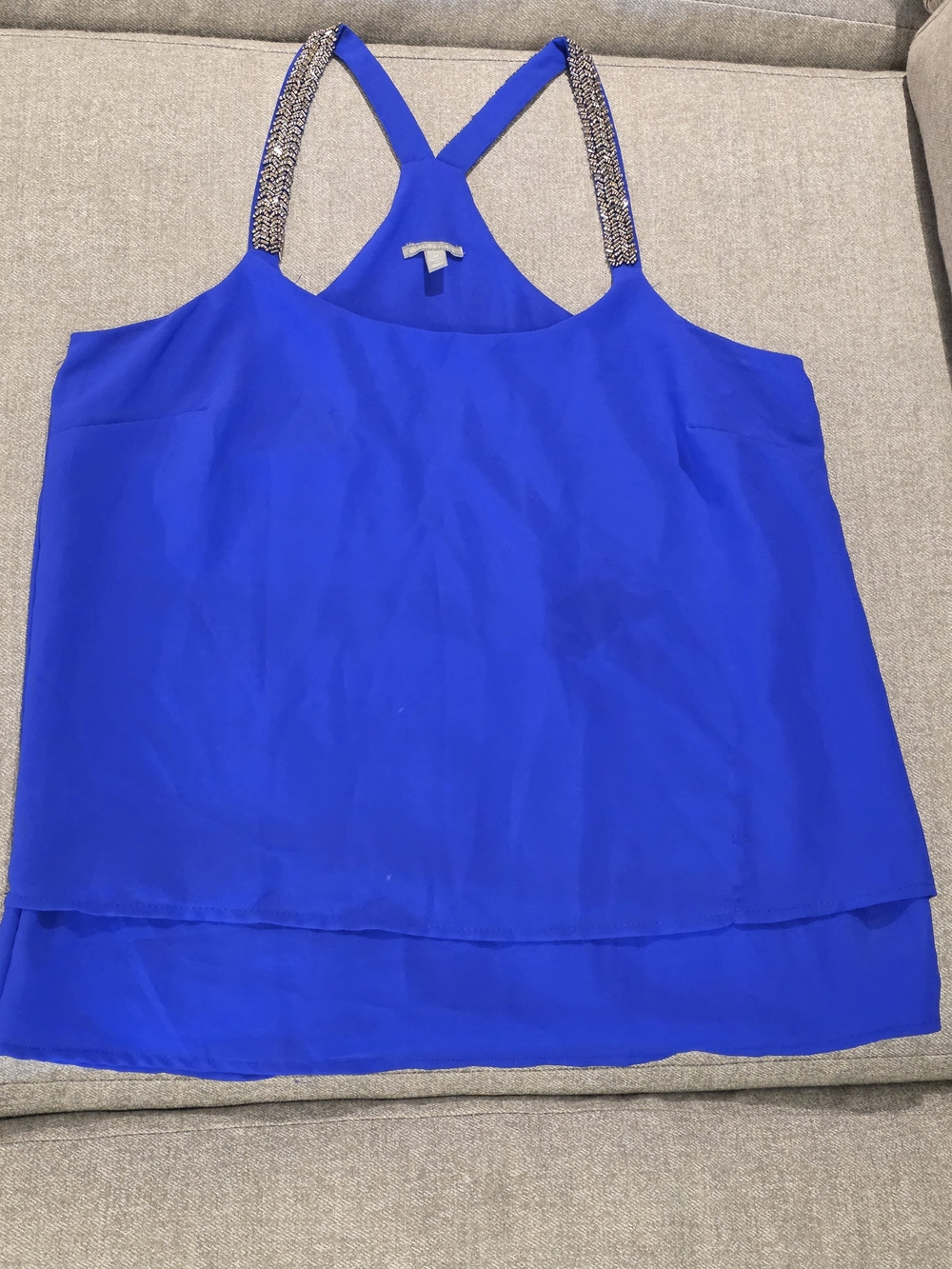 Charlotte Russe Royal Blue Beaded-Strap Tank Style Top